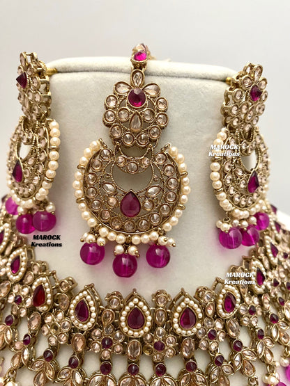 Sadhna Antique Gold Polki Necklace set