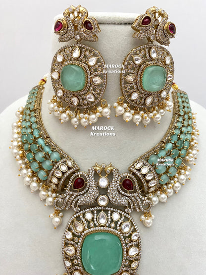 Ravina Tandon Bollywood style Sabyasachi inspired Premium Quality Moissanite Kundan Necklace set
