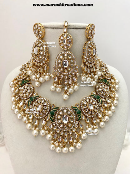 Iqra Premium Quality Kundan Meenakari Statement Necklace set