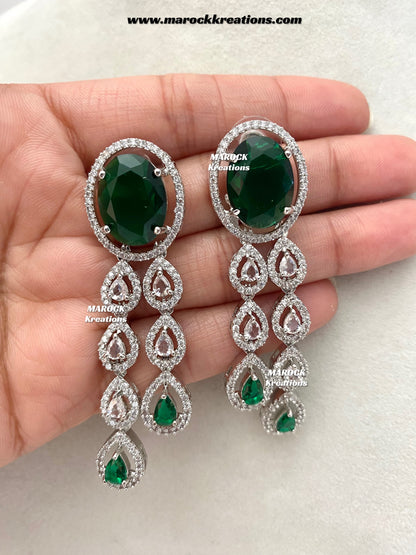 Zehra Silver American Diamond Double layer Necklace set