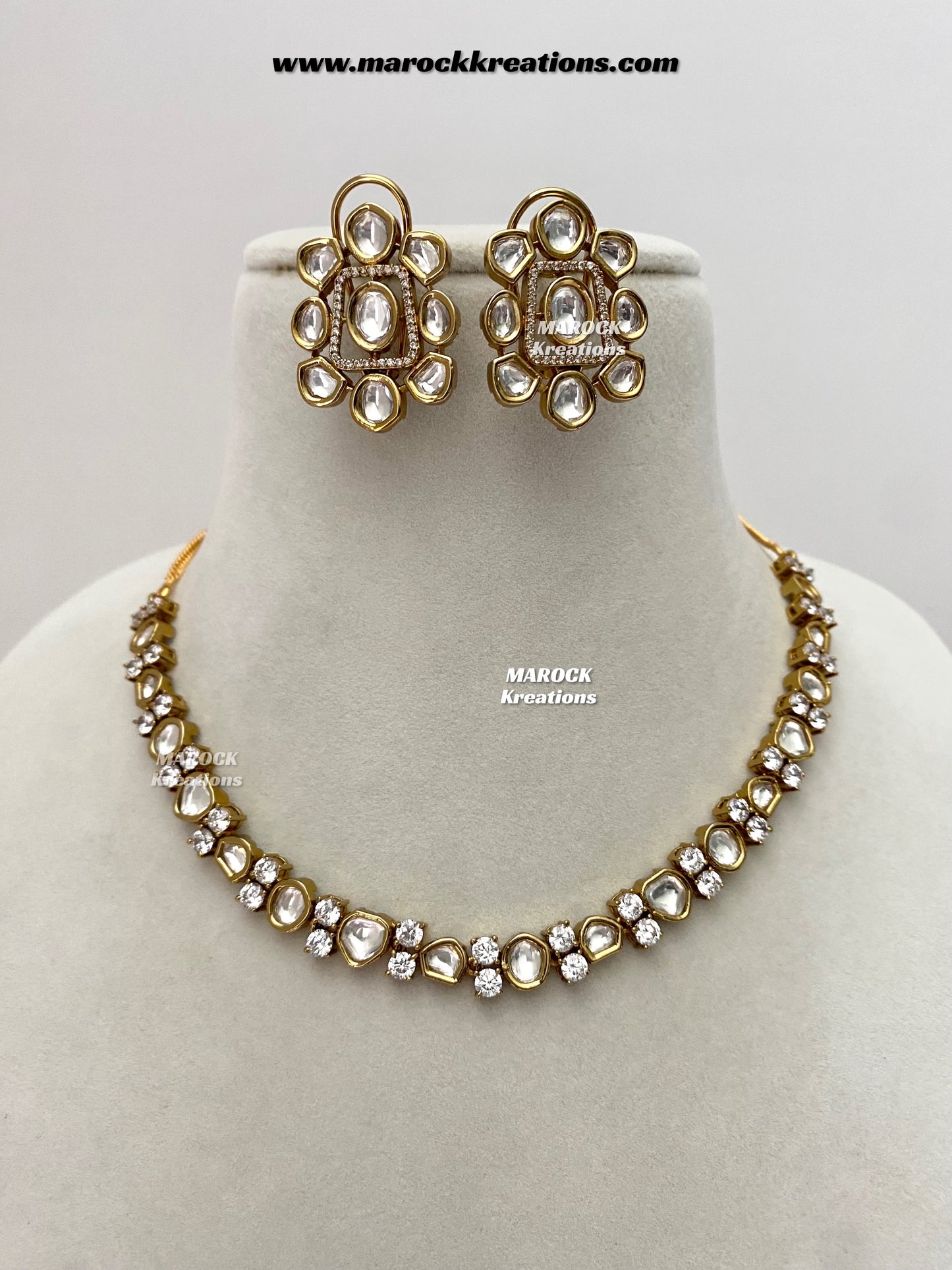 Amber Tyani inspired Antique gold Premium Quality Kundan Necklace set