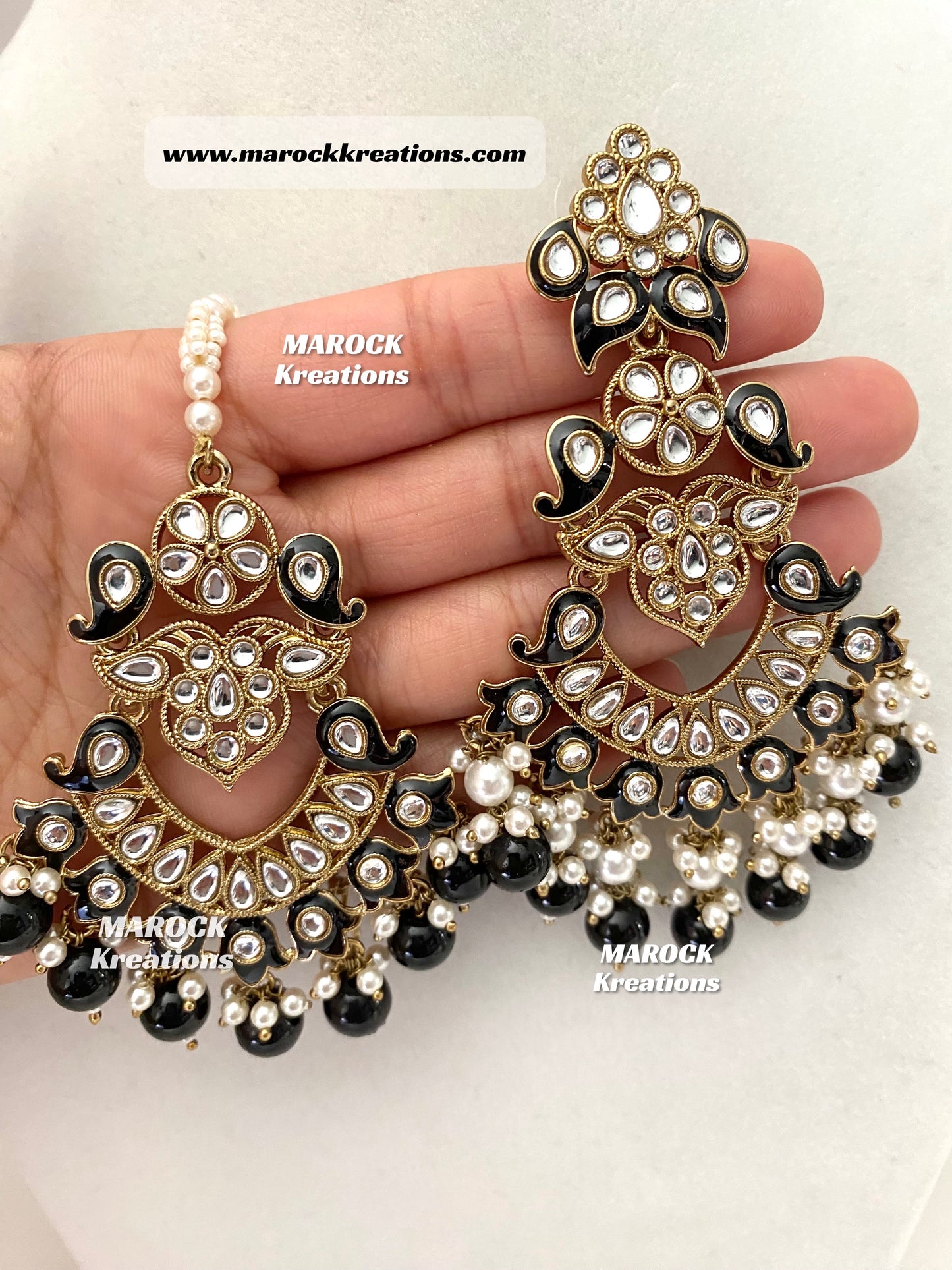 Premium Quality Kundan Meenakari Statement Earrings and tikka set