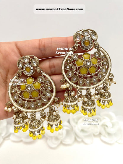 Bollywood style Kundan Statement Earrings