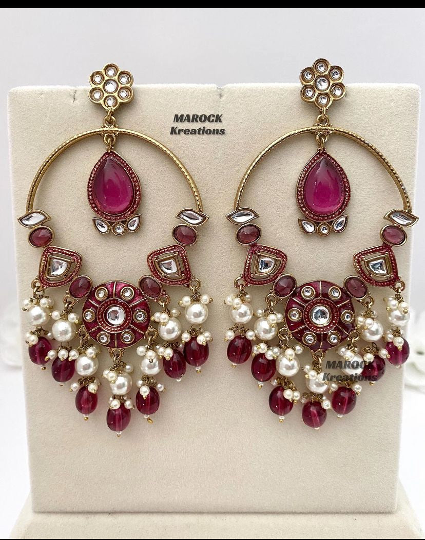 Bollywood style premium quality Kundan Statement Earrings