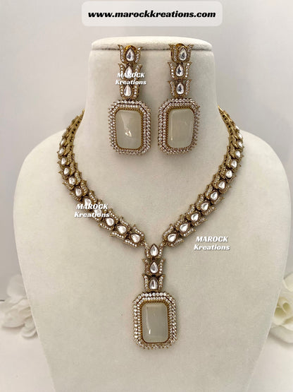 Lily Bollywood style Premium Quality Moissanite Kundan with Doublet stone exclusive Necklace set