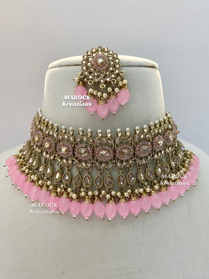 Antique Gold Polki choker sets