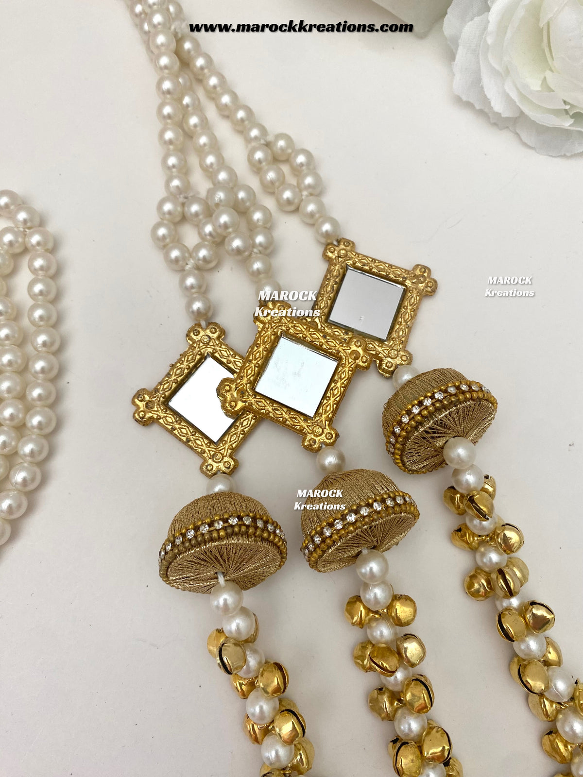 Kashmiri Paranda/Pearls, mirror and Ghungroo Paranda