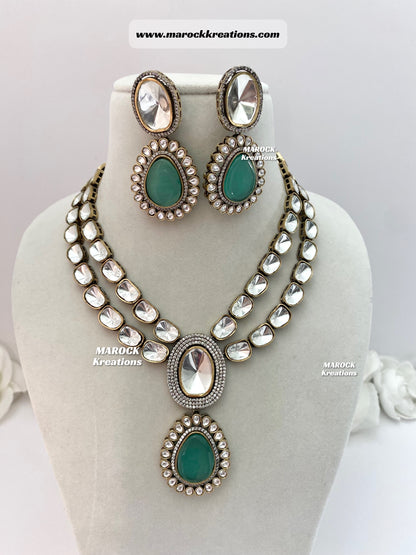 Premium Quality uncut Kundan Moissanite Necklace set