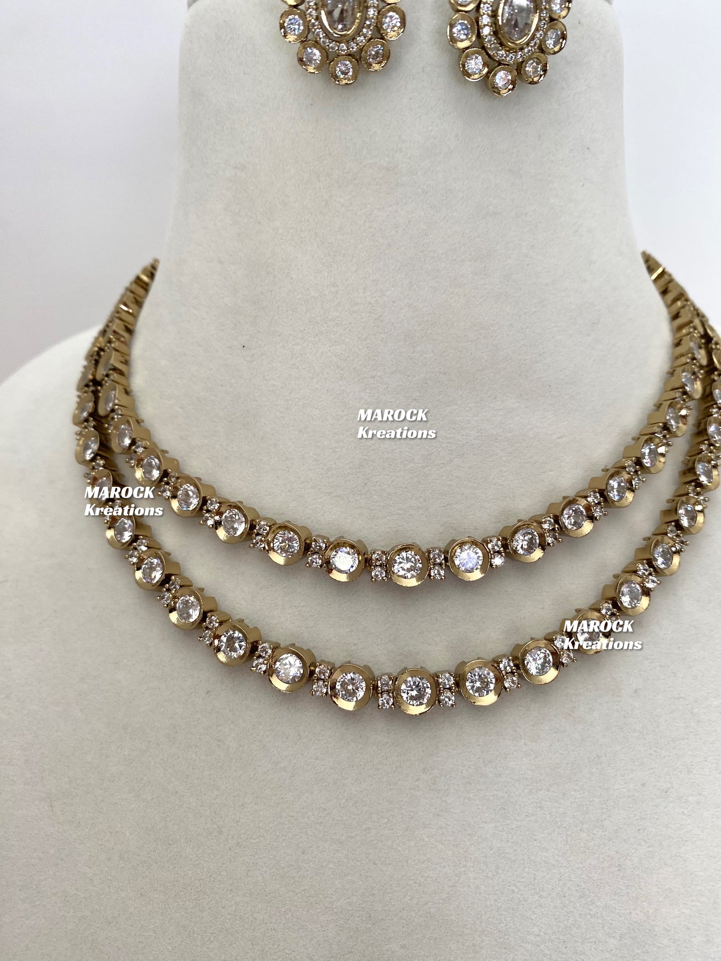 Katrina Premium Quality Moissanite Kundan double layer Necklace set