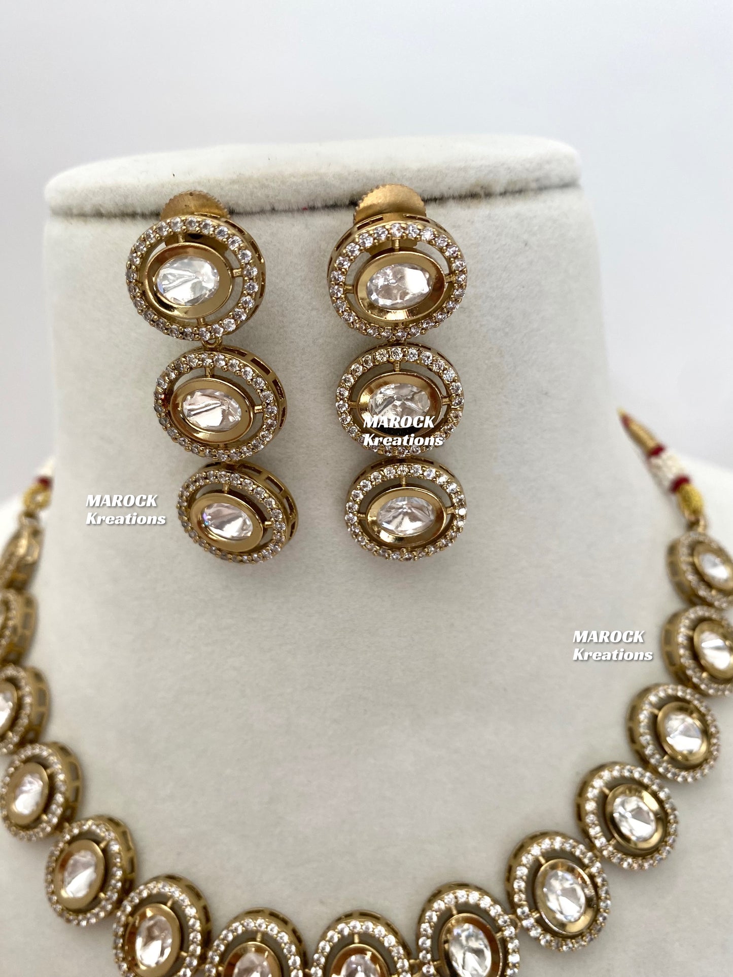 Nazma Premium Quality Moissanite Kundan Necklace set