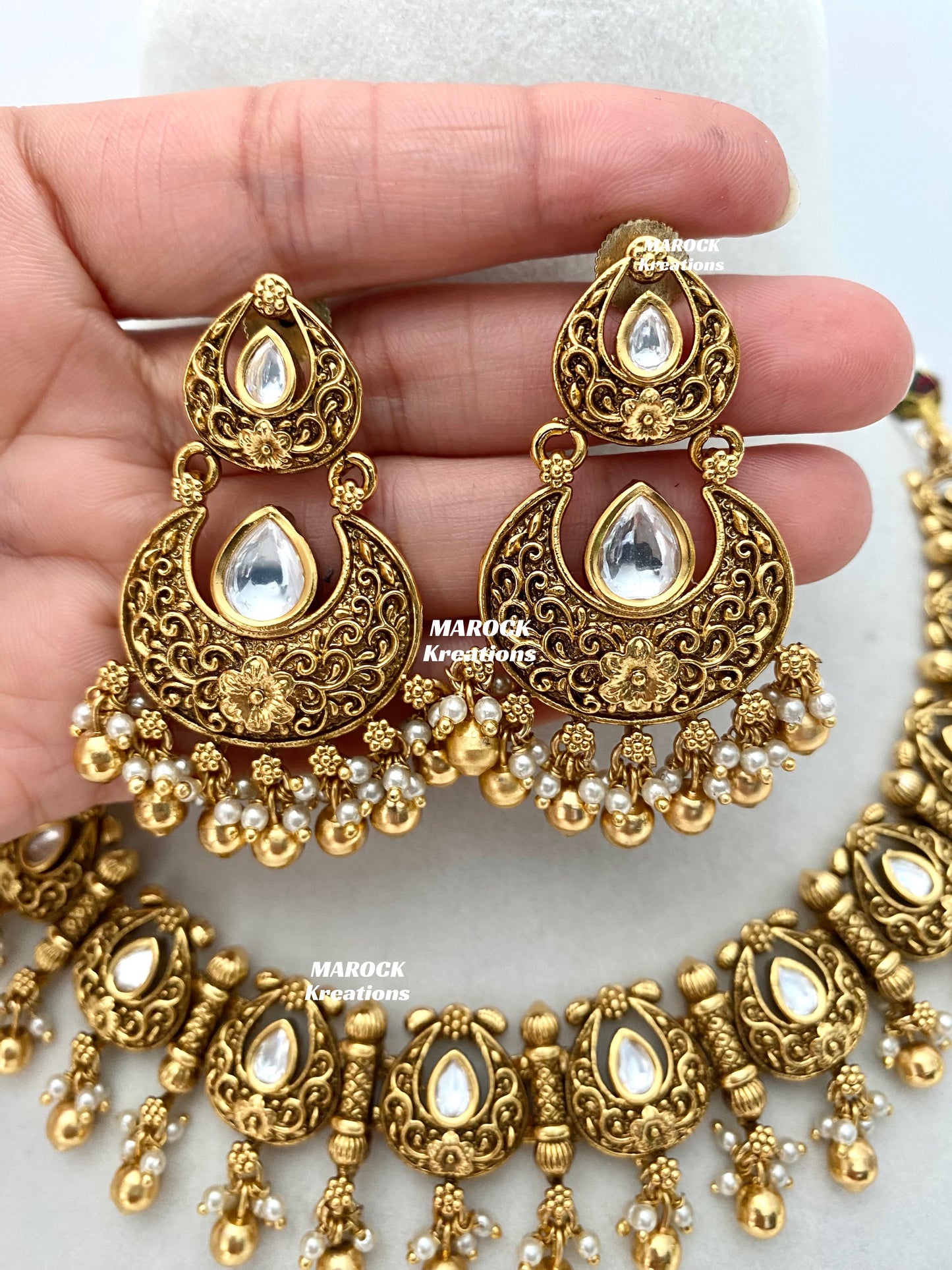 Archie Premium Quality Gold Plated Kundan Necklace set