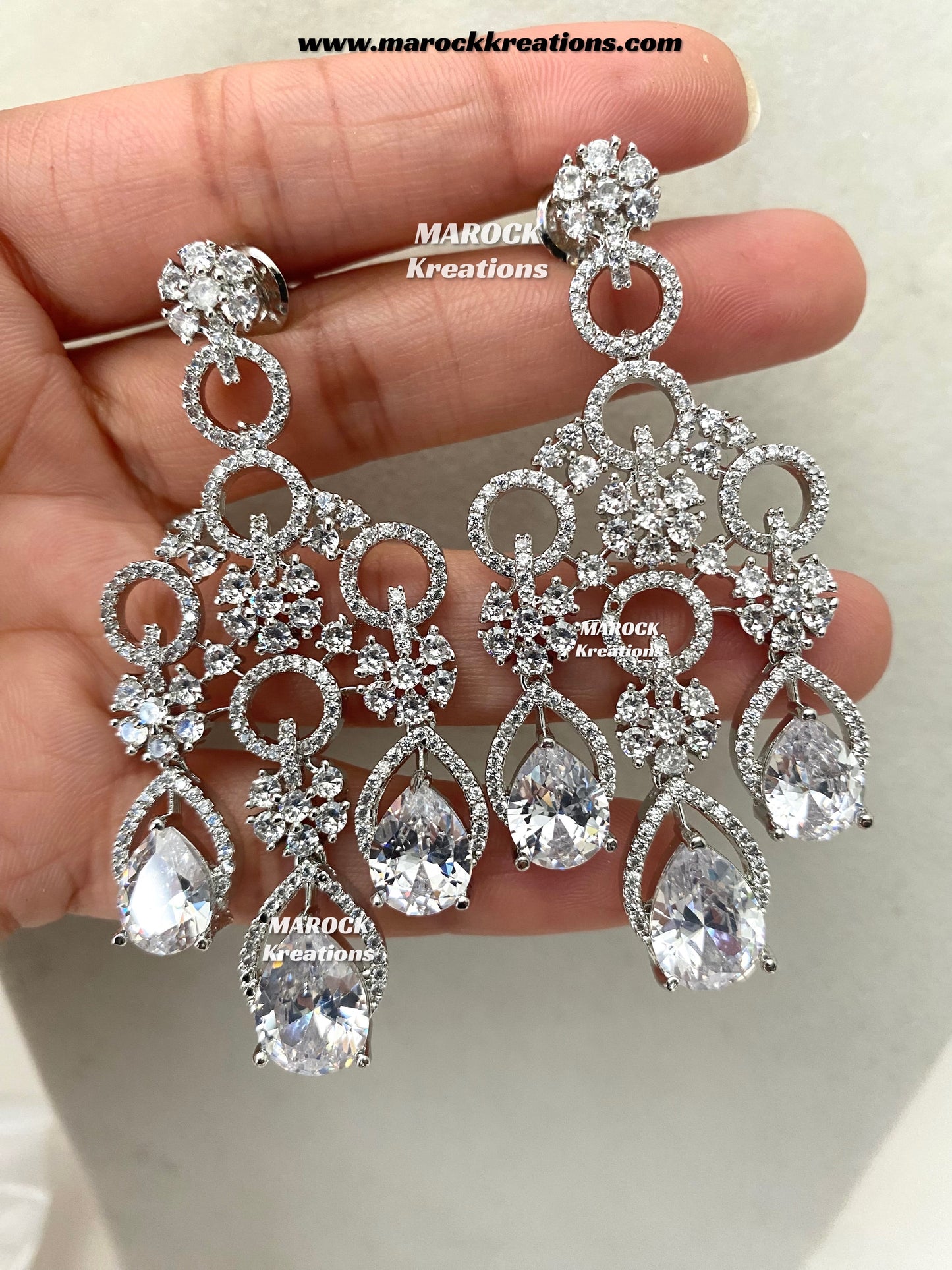 Anshika Silver American Diamond Necklace set
