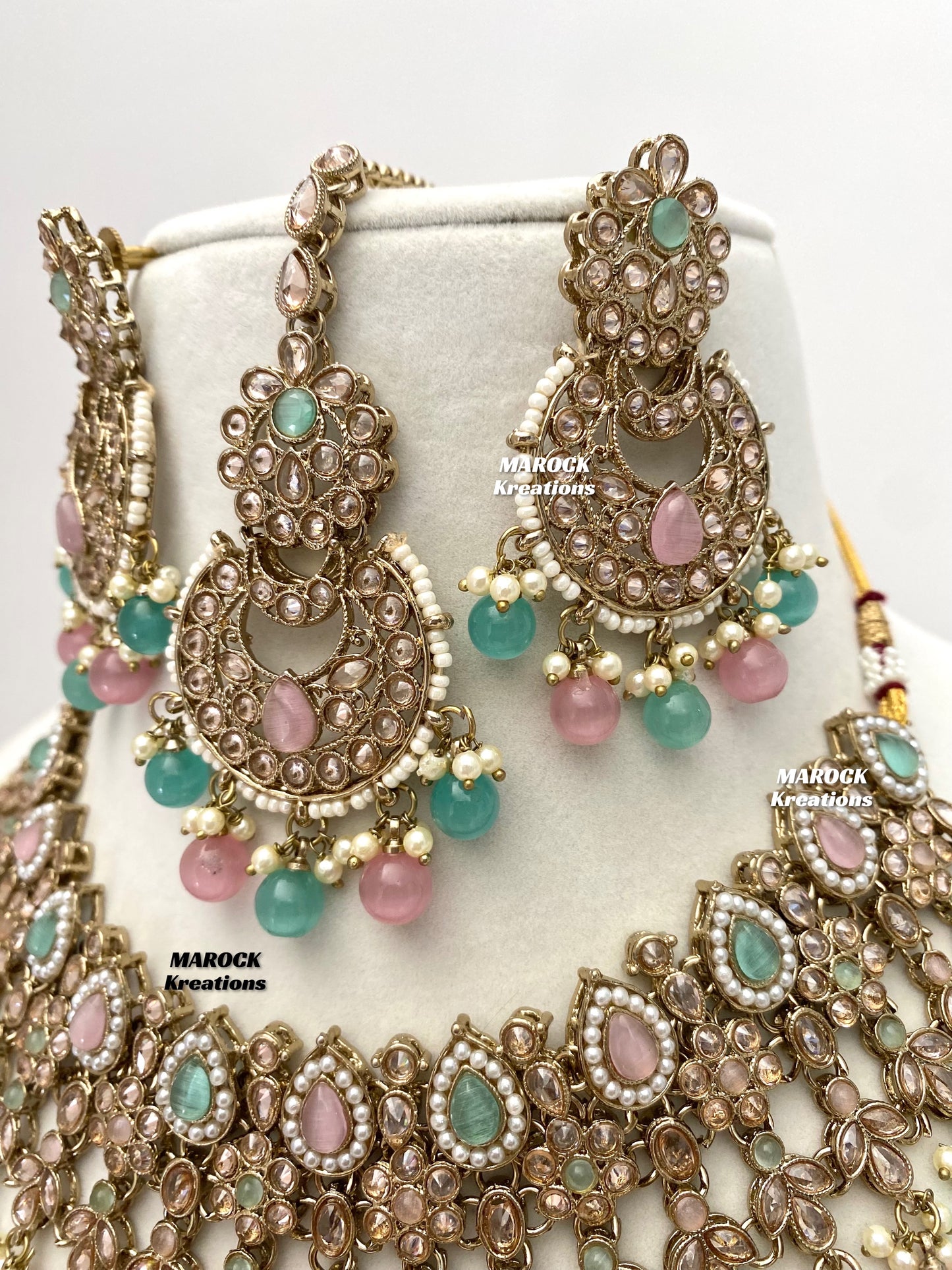 Sadhna Antique Gold Polki Necklace set