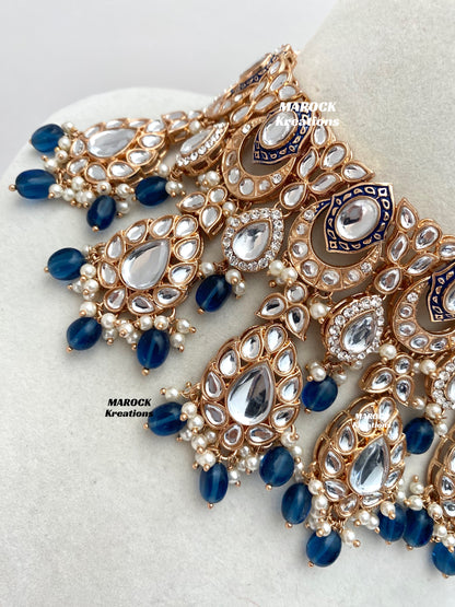 Kaniz Premium Quality Rose Gold Kundan Meenakari Choker/Necklace set