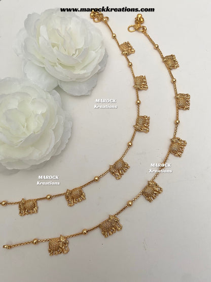 Mirina Gold plated elephant crafted Anklets/Payal/Jhanjhran (come in a pair)
