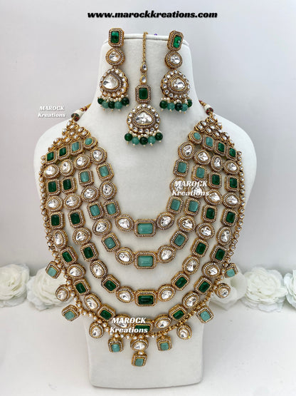 Samira Premium Quality Kundan Multi layer statement Rani haar set