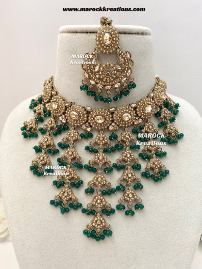 Shaya Antique Gold Polki waterfall Choker set