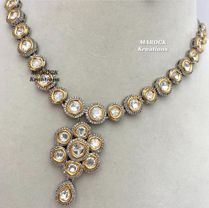 Premium Quality Tyani inspired dual tone Kundan Necklace set