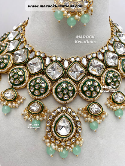 Hazel Kundan Meenakari Statement Necklace set/Bridal set