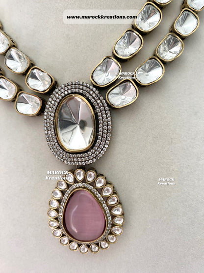 Premium Quality uncut Kundan Moissanite Necklace set