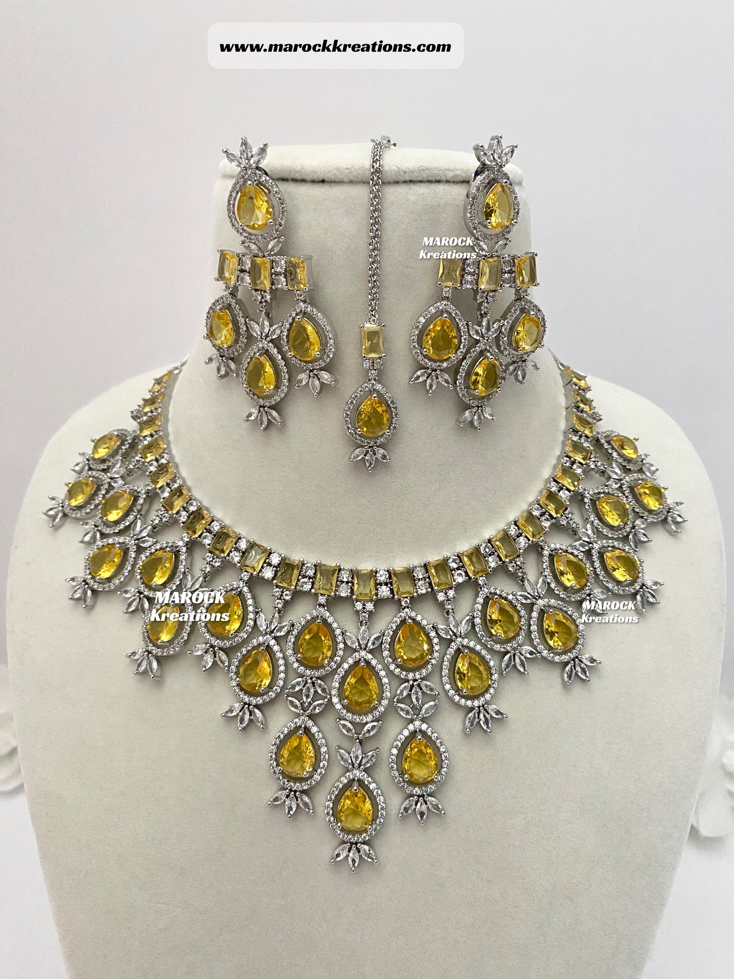 Silver American Diamond Necklace set