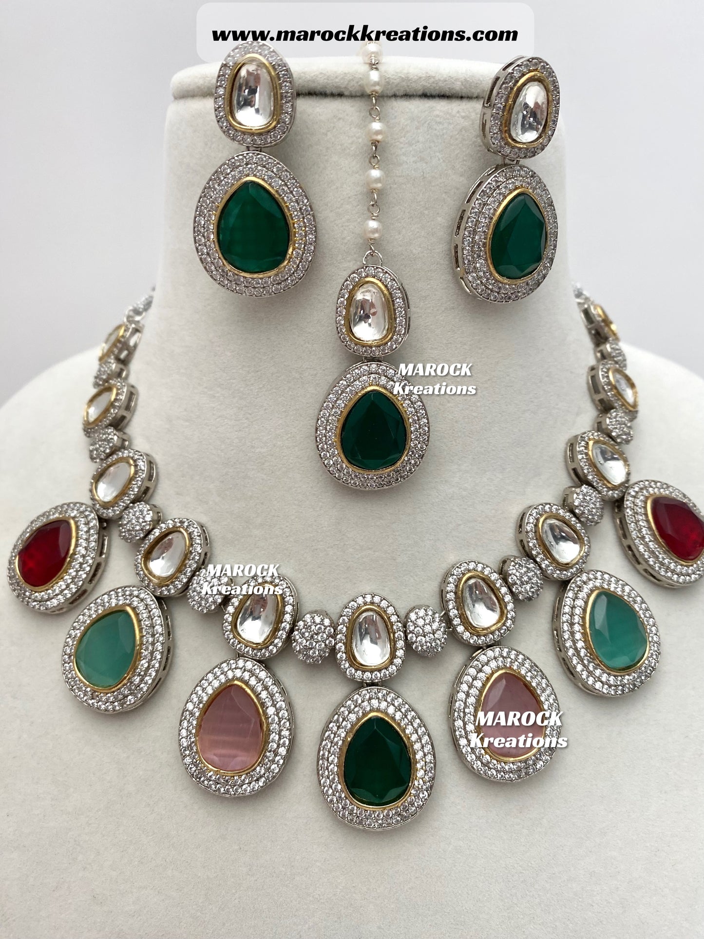 Evelyn Tyani inspired Premium Quality dual tone Kundan Necklace set