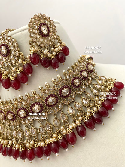 Antique Gold Polki choker sets