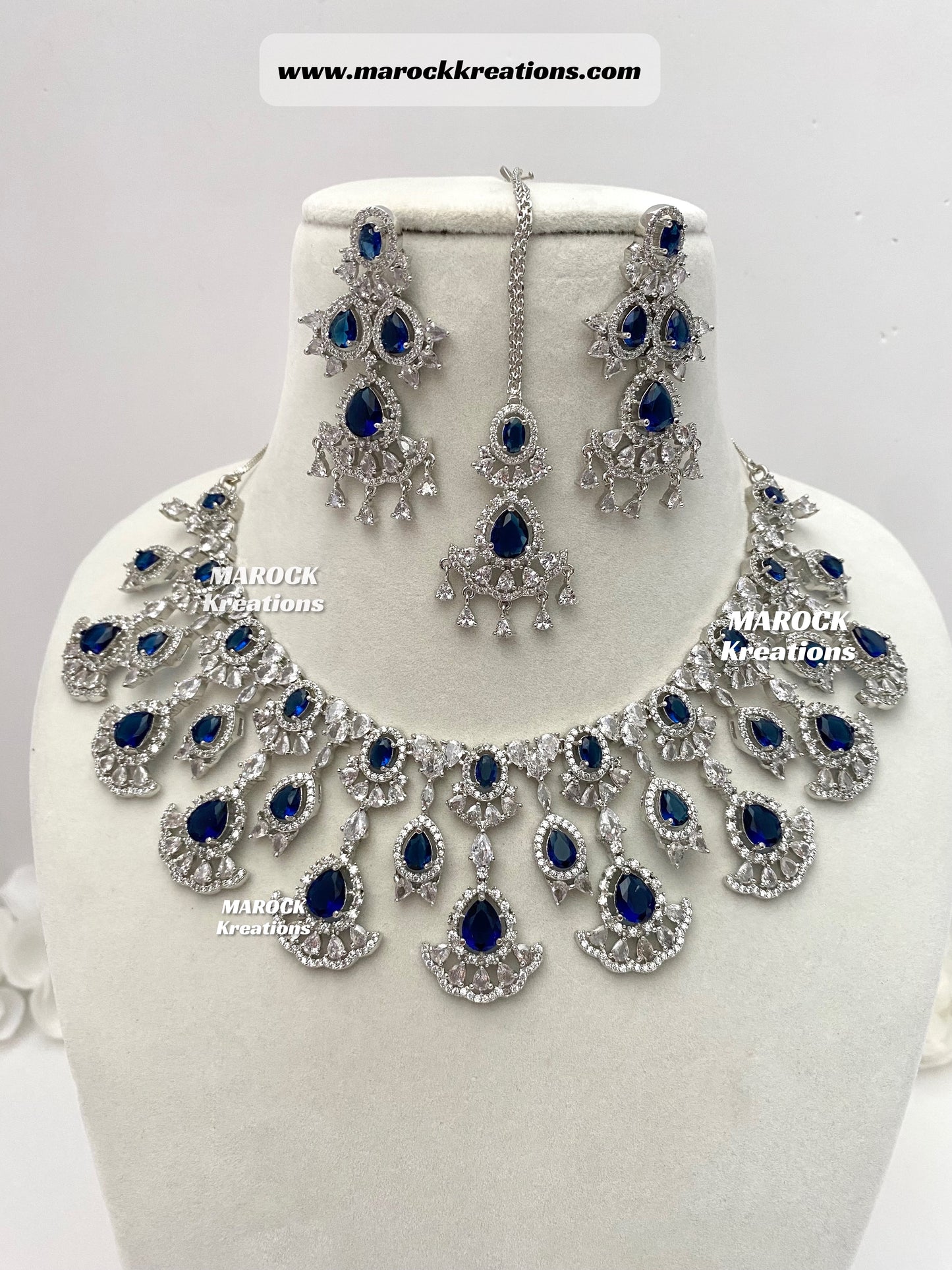 Silver American Diamond Necklace set