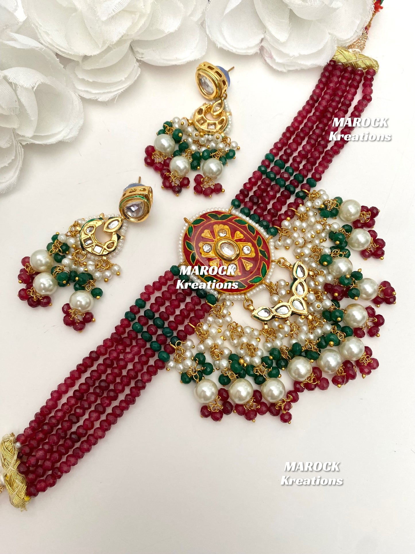 Saina Kundan Meenakari Statement Choker set