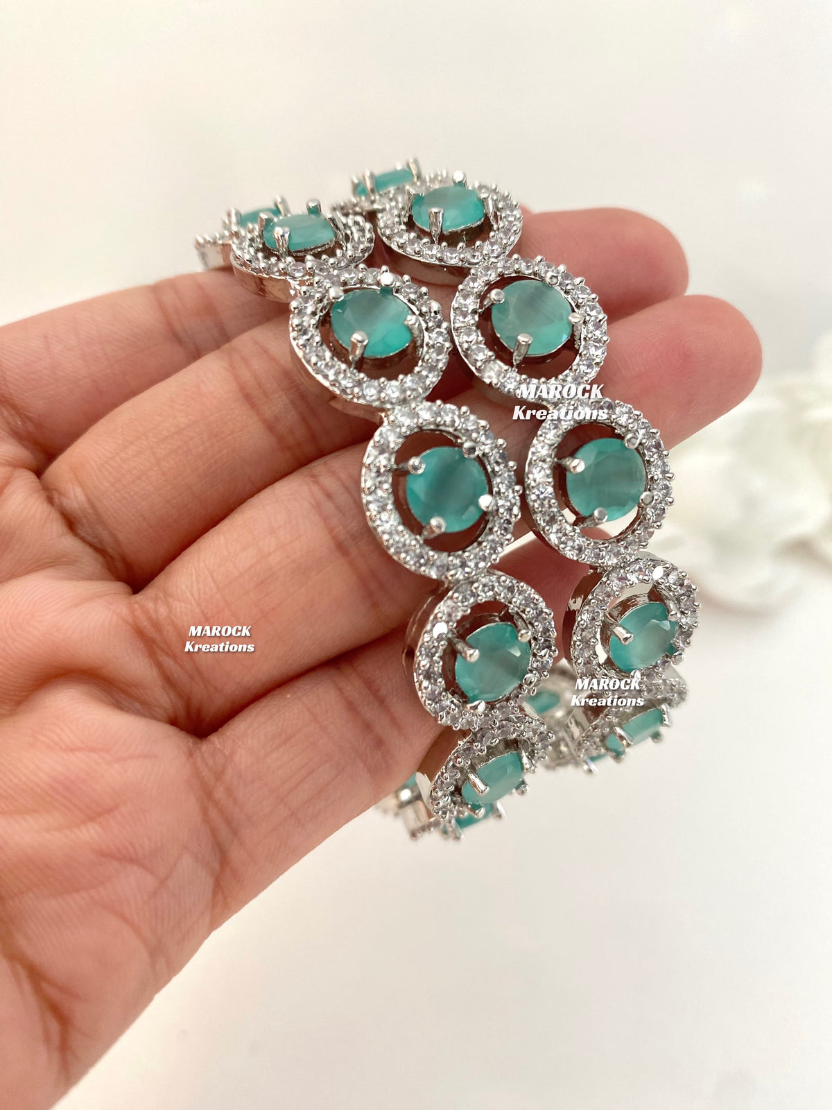 Silver American Diamond Bangles/Kade