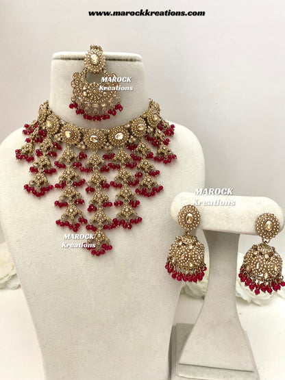 Shaya Antique Gold Polki waterfall Choker set