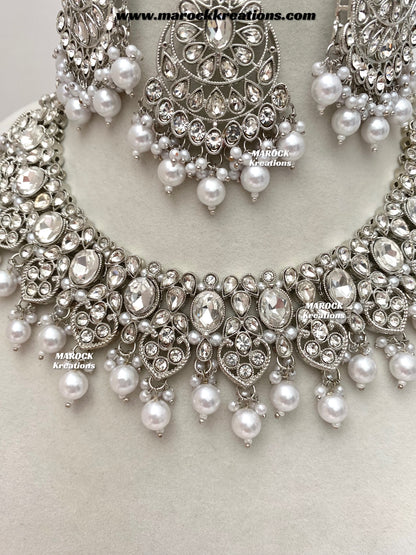 Zoila Silver Stone Necklace set