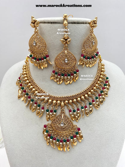 Diya Premium Quality Gold Plated peepal patti necklace set
