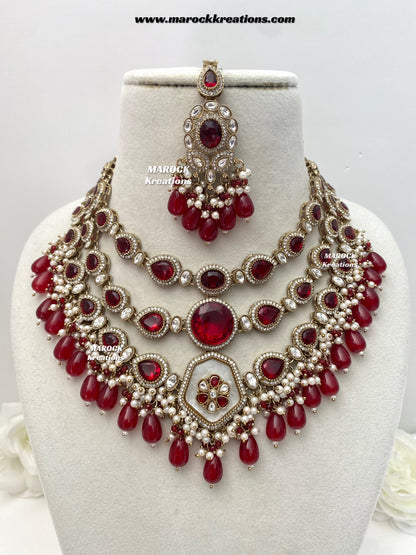 Manisha Sabyasachi inspired Premium Quality Kundan triple layer statement necklace set