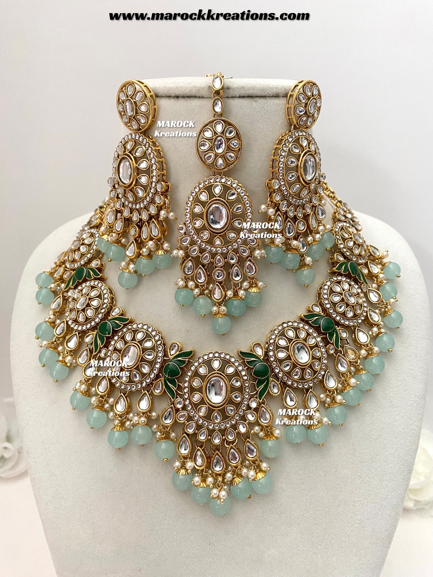 Iqra Premium Quality Kundan Meenakari Statement Necklace set
