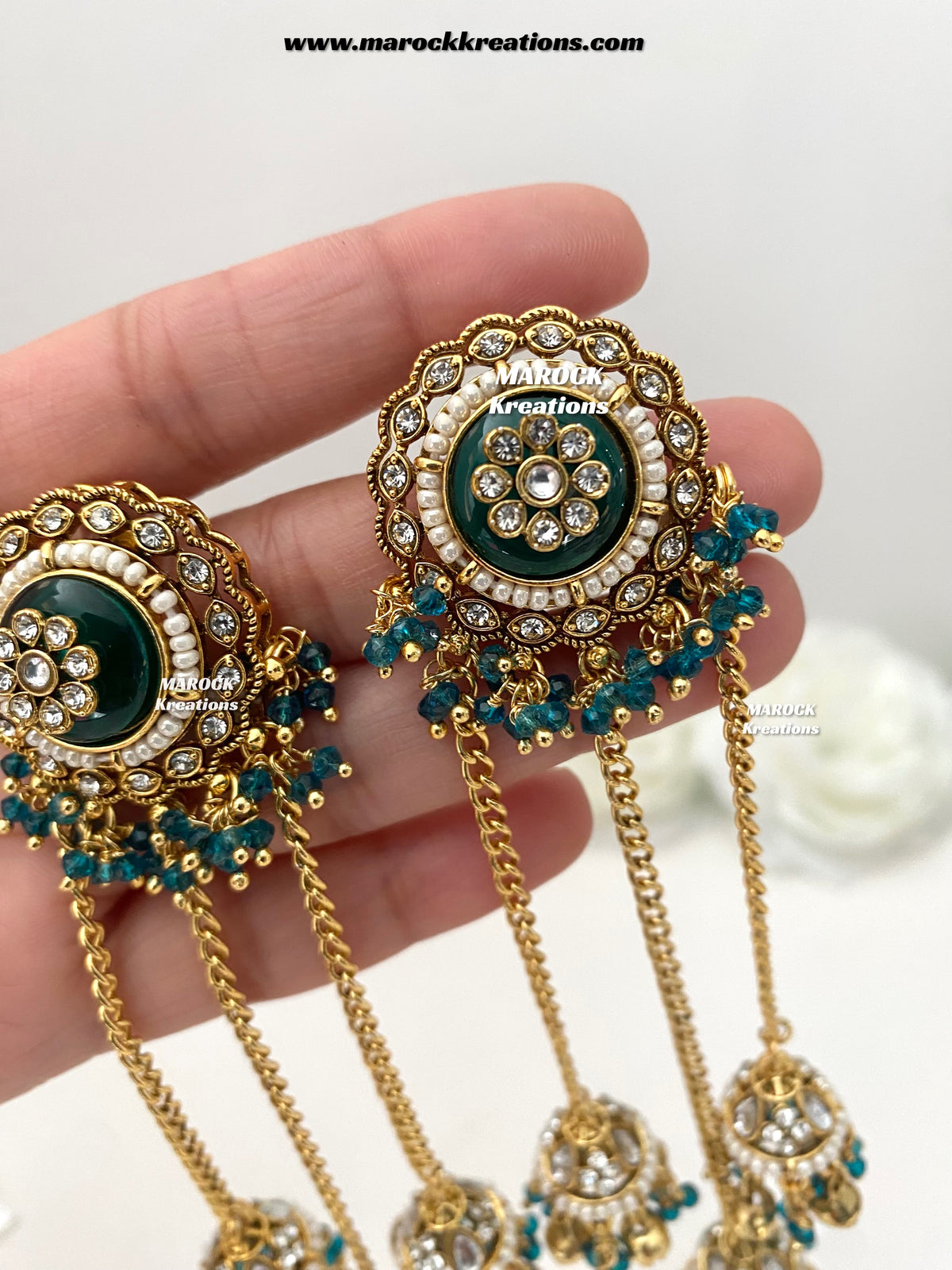 Nimrit Premium Quality Kashmiri Kundan Statement Earrings