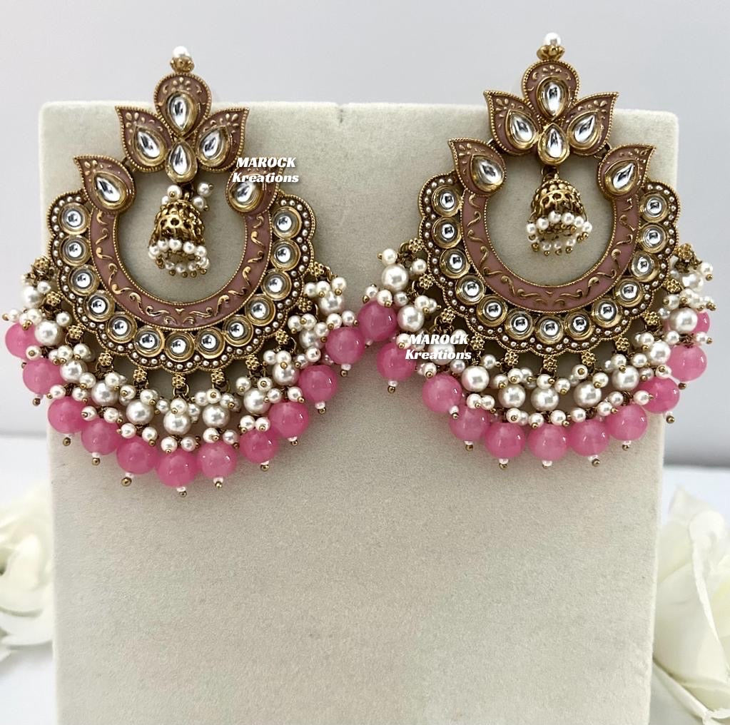 Premium Quality Kundan Meenakari Statement Earrings