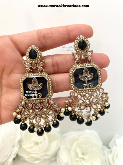 Manika Premium quality Antique gold MOP Statement Earrings