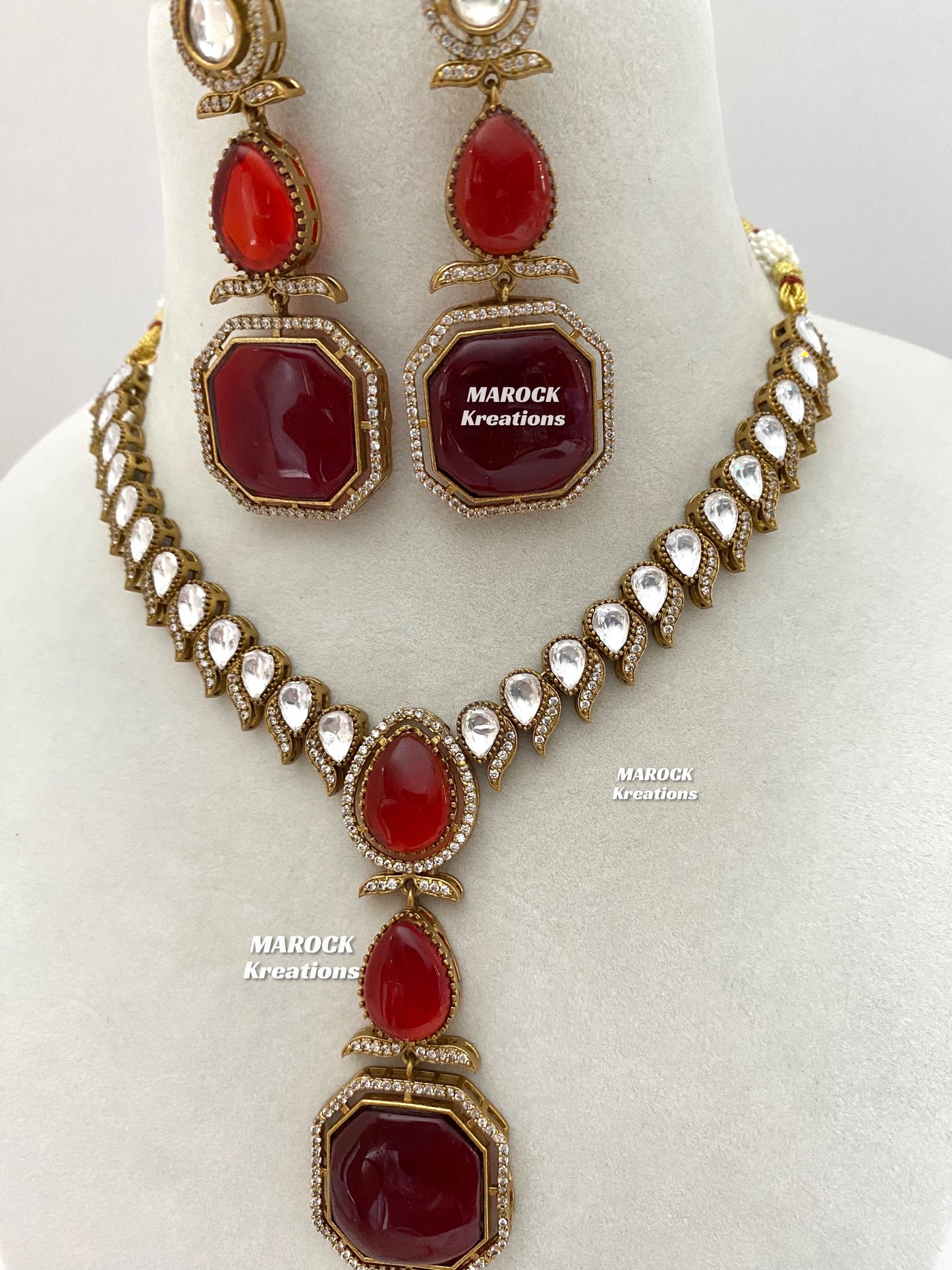 Elsie Tyani inspired Premium Quality Moissanite Kundan Necklace set
