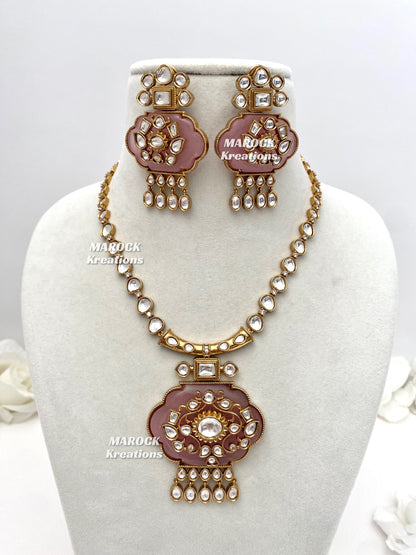 Shazia Premium Quality Moissanite Kundan Necklace set