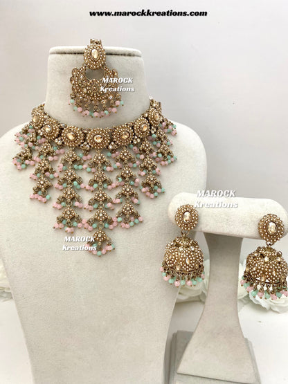 Shaya Antique Gold Polki waterfall Choker set