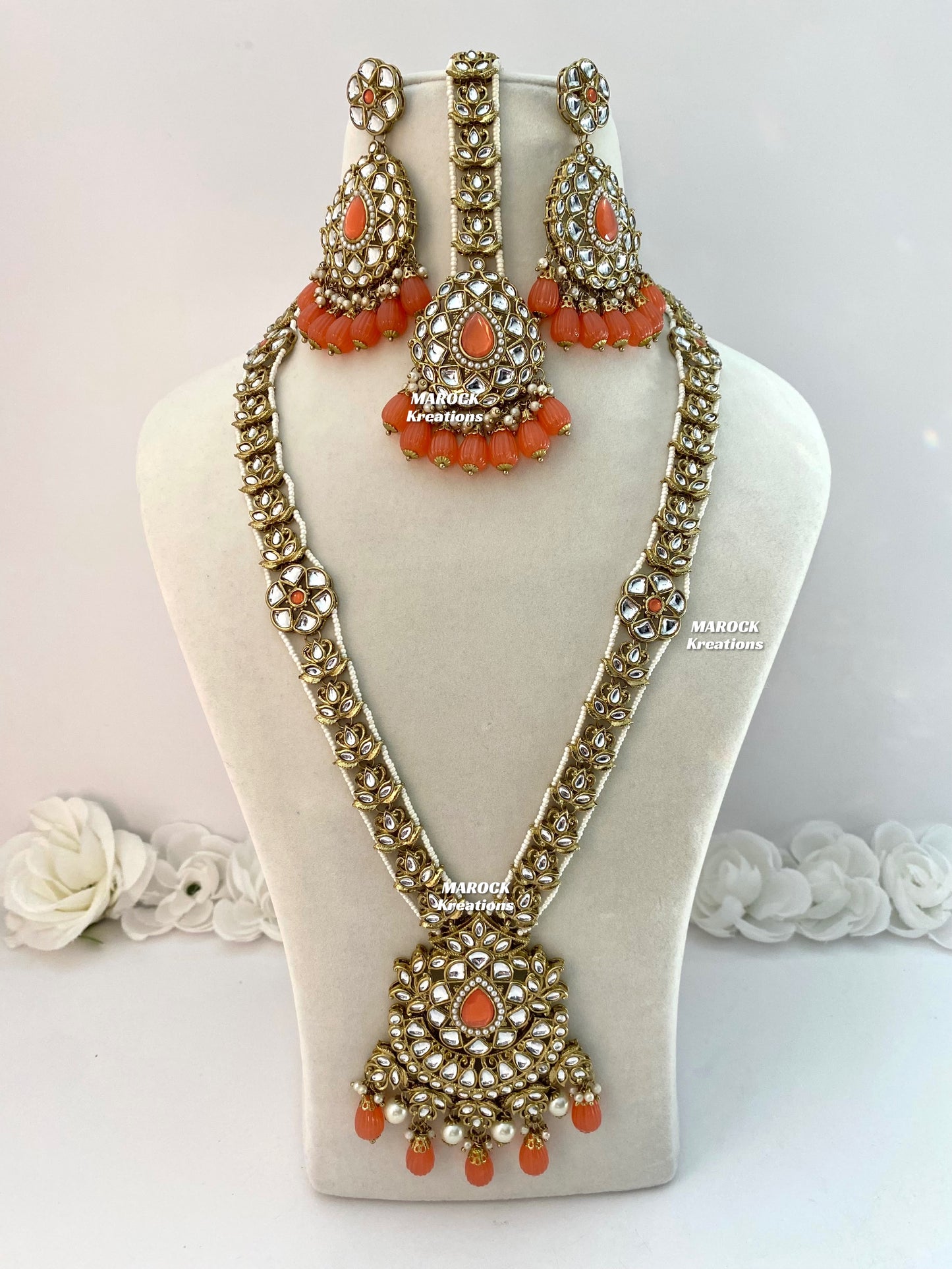 Kundan Coral Rani Haar/Long necklace