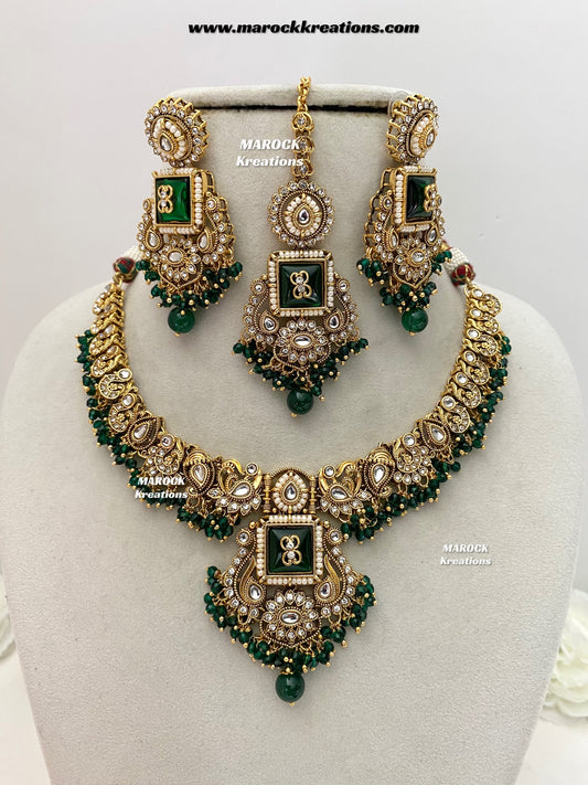 Nidhi Premium Quality Kundan Statement necklace set