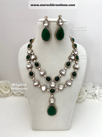 Anika Tyani inspired Premium Quality dual tone Kundan Statement Necklace set