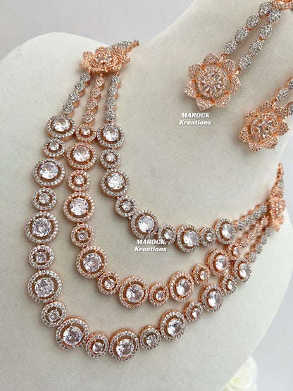 Rose Gold American Diamond Necklace set