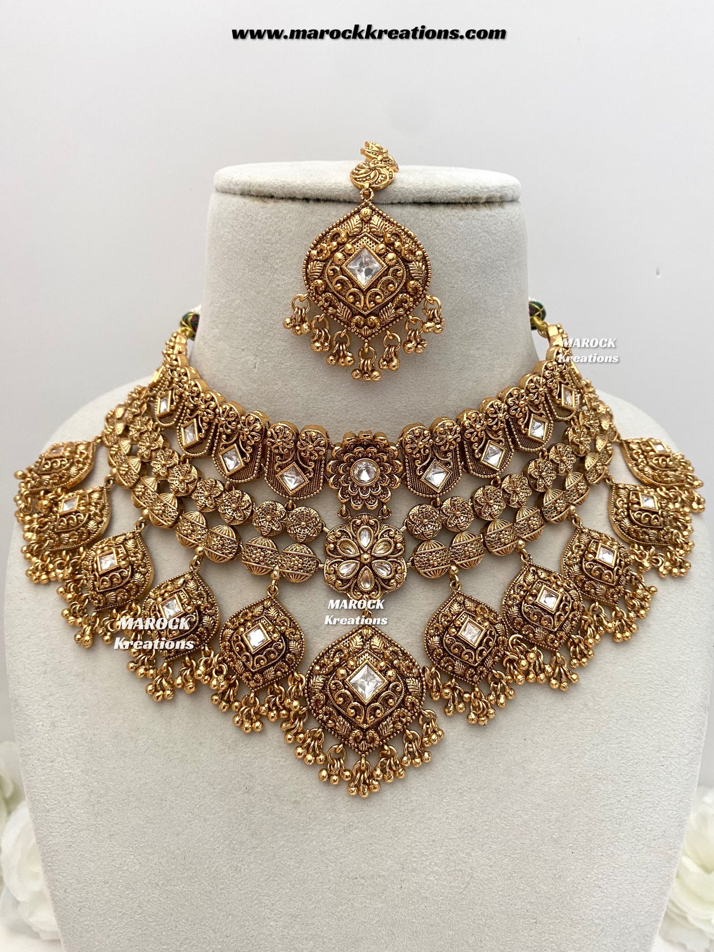 Amalya Premium Quality Gold plated statement Necklace set/Bridal set