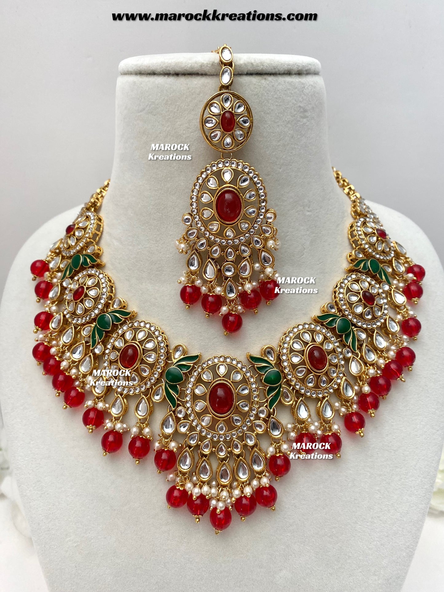Iqra Premium Quality Kundan Meenakari Statement Necklace set