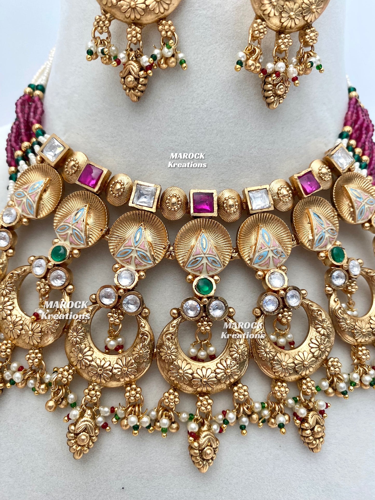 Sonika Premium Quality Gold plated Kundan Necklace set