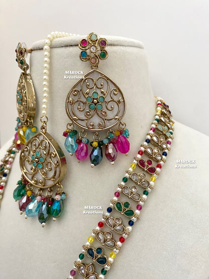 Monica Polki MOP Rani Haar/Long Necklace set