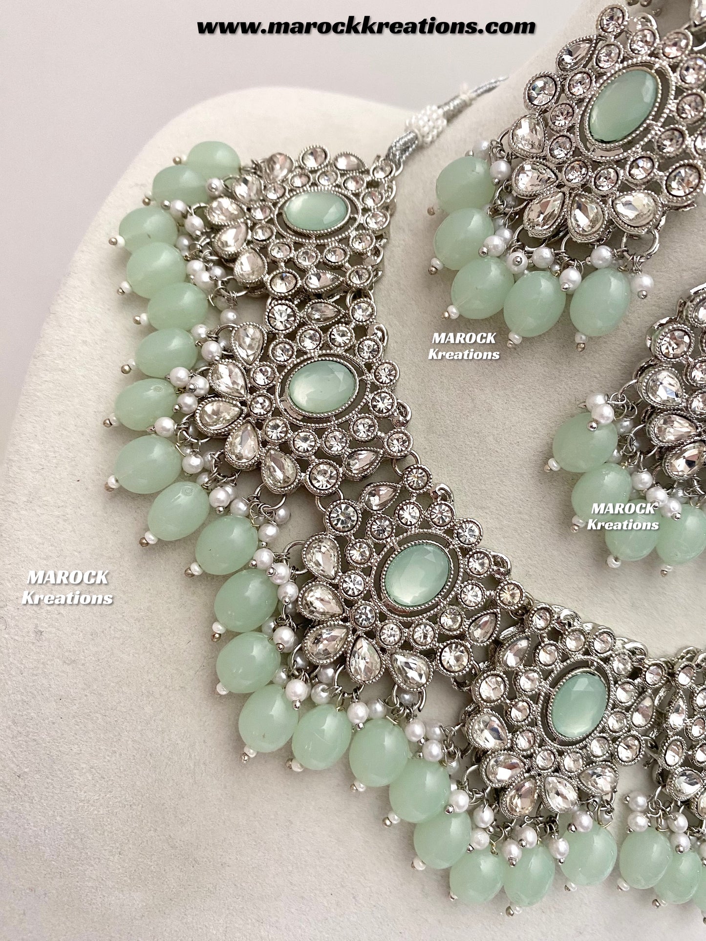 Naina Silver Stone Necklace set